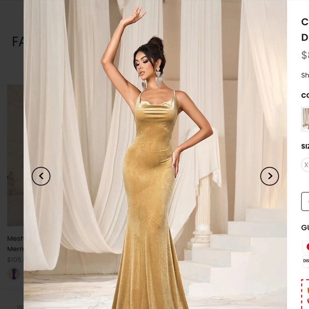 Classic Velvet Mermaid Camel Dress